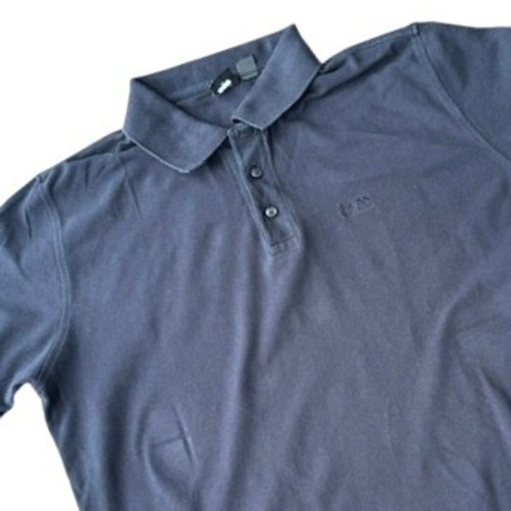 Hugo Boss Pima Cotton Polo Shirt Mens XL Navy Blue Short Sleeve Embroidered Logo